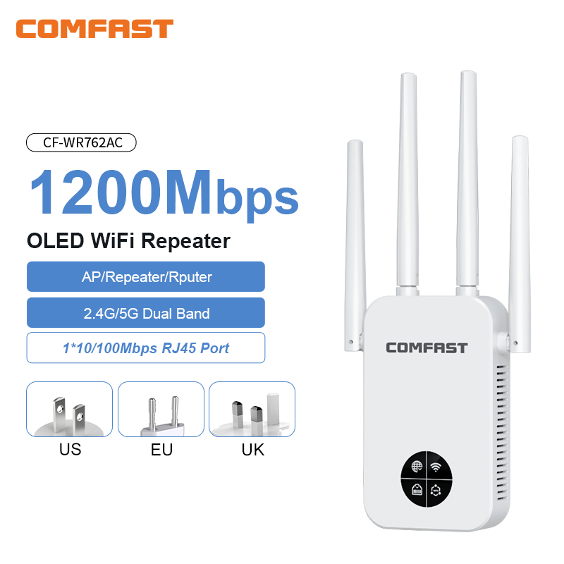 Smart Home X10 - COMFAST 1200 Mbit/s Wifi Repetidor Smart