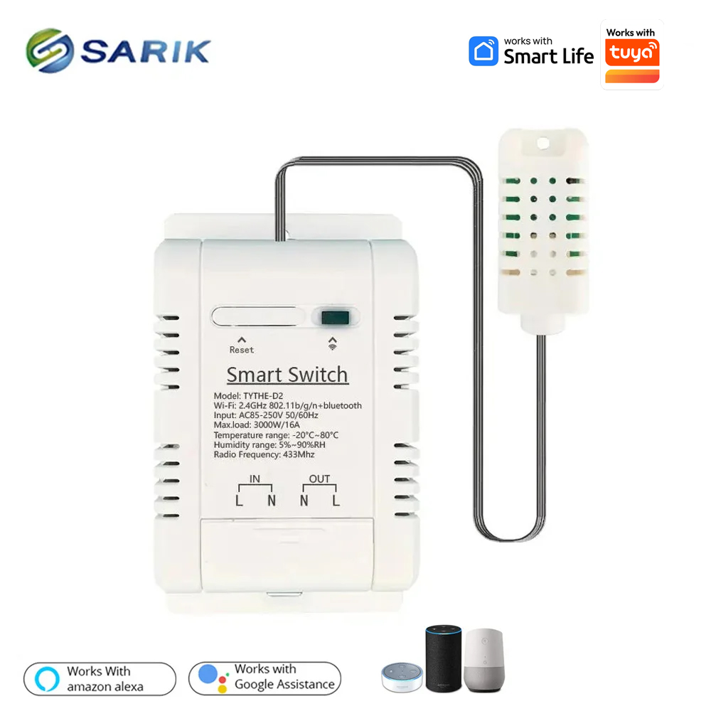 Smart Home Thermostat - Kompatibel mit Tuya 16A 3000W WLAN-Thermostat-Schalter,