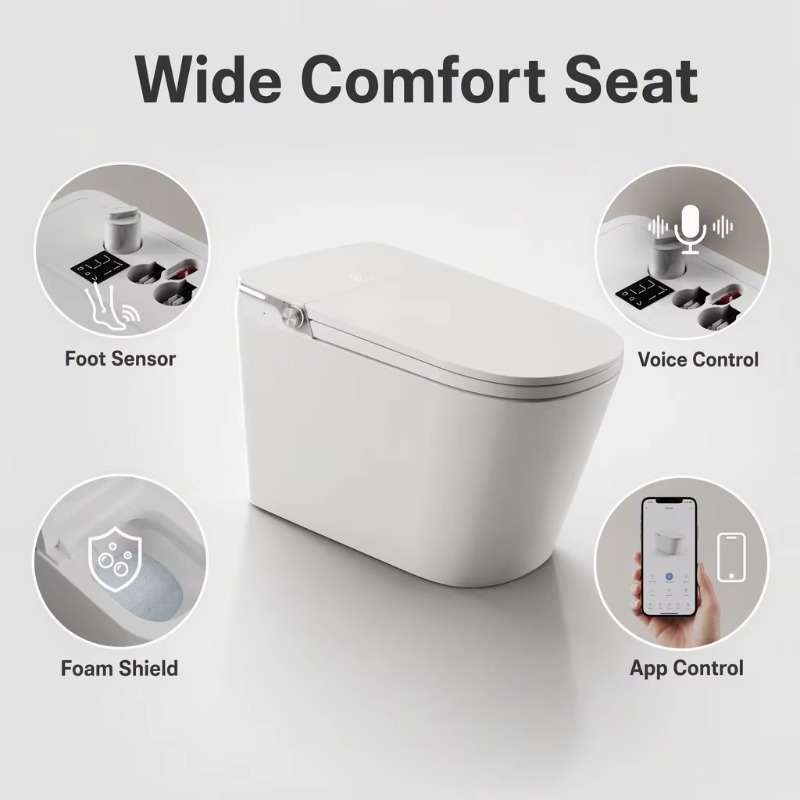 Weißes Smart-WC mit quadratisc – Smart Home App Bewertung und Preis